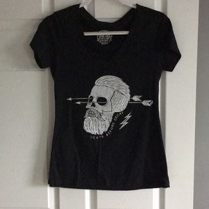 Pebby Forevee “Death Before Decaf” V-Neck shirt